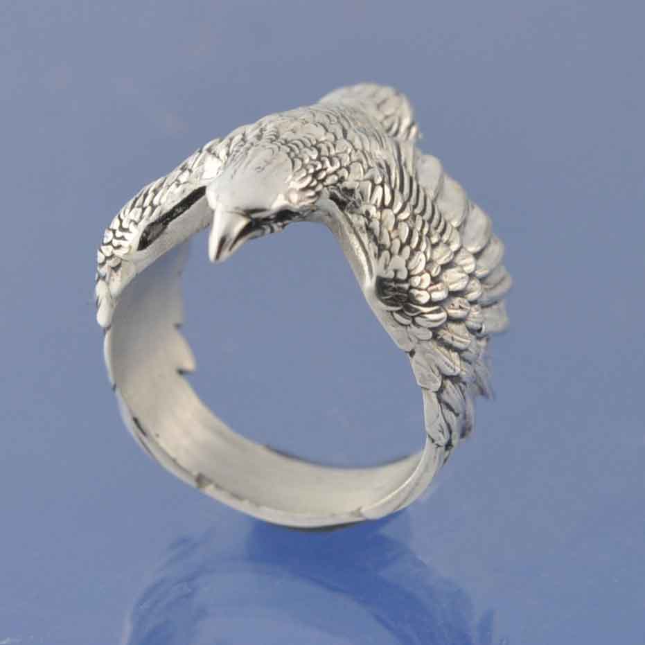 Ashes Ring - Flying Crow/ Raven Ring by Chris Parry Jewellery