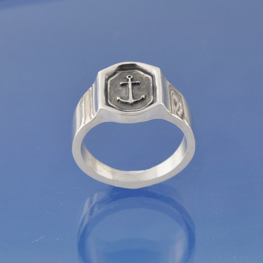 Ashes Ring - Ships Anchor Signet Ring by Chris Parry Jewellery