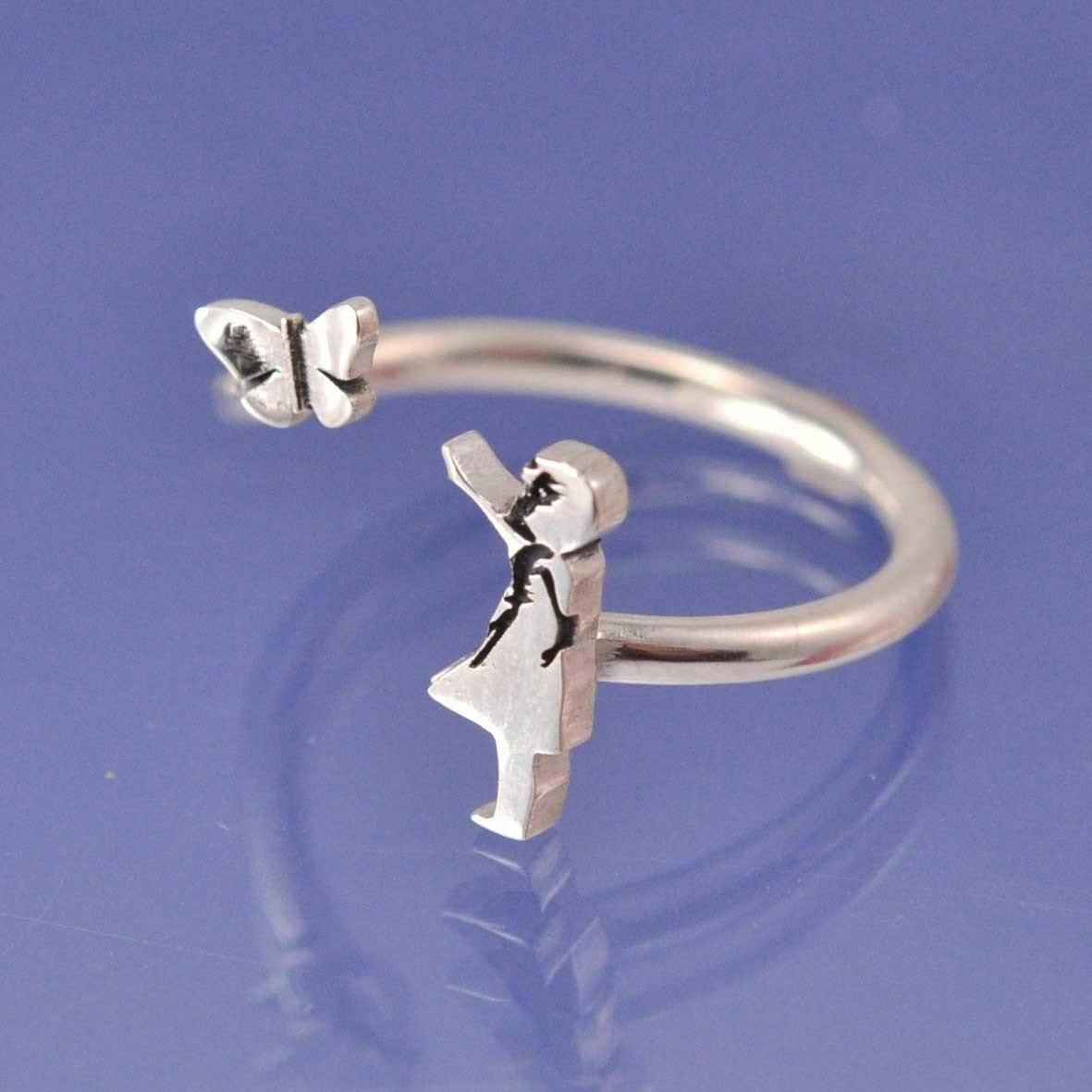 Banksy Butterfly Girl Ring Ring by Chris Parry Jewellery