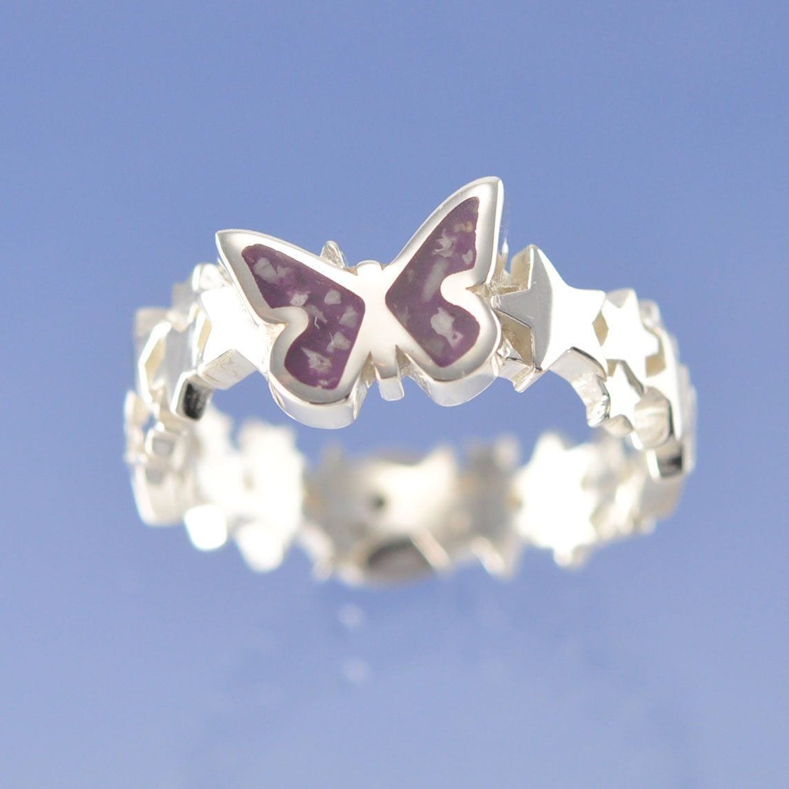 Cremation Ash Butterfly Star Resin Ring Ring by Chris Parry Jewellery
