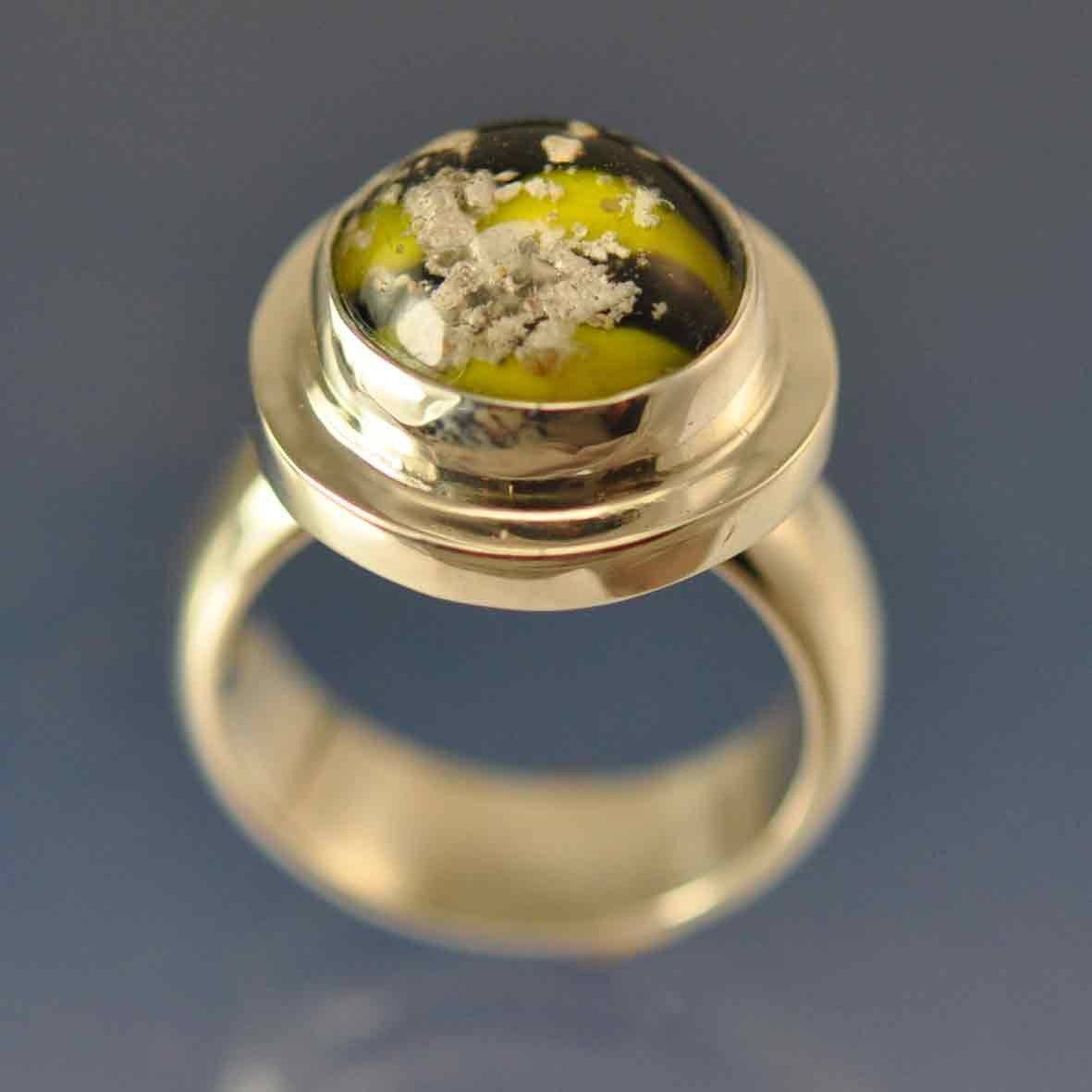 Cremation Ash Into Glass Dome Ring Ring by Chris Parry Jewellery