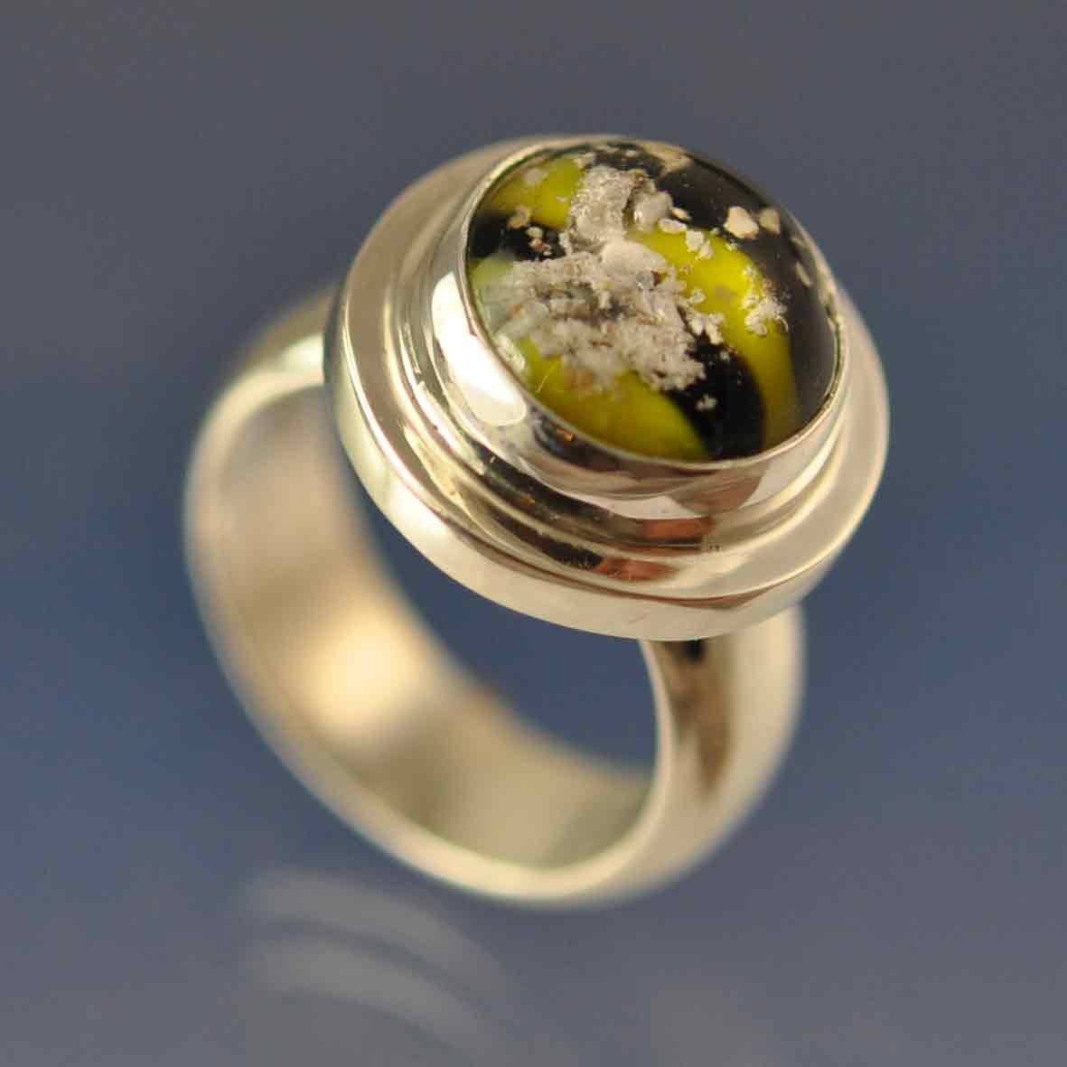 Cremation Ash Into Glass Dome Ring Ring by Chris Parry Jewellery