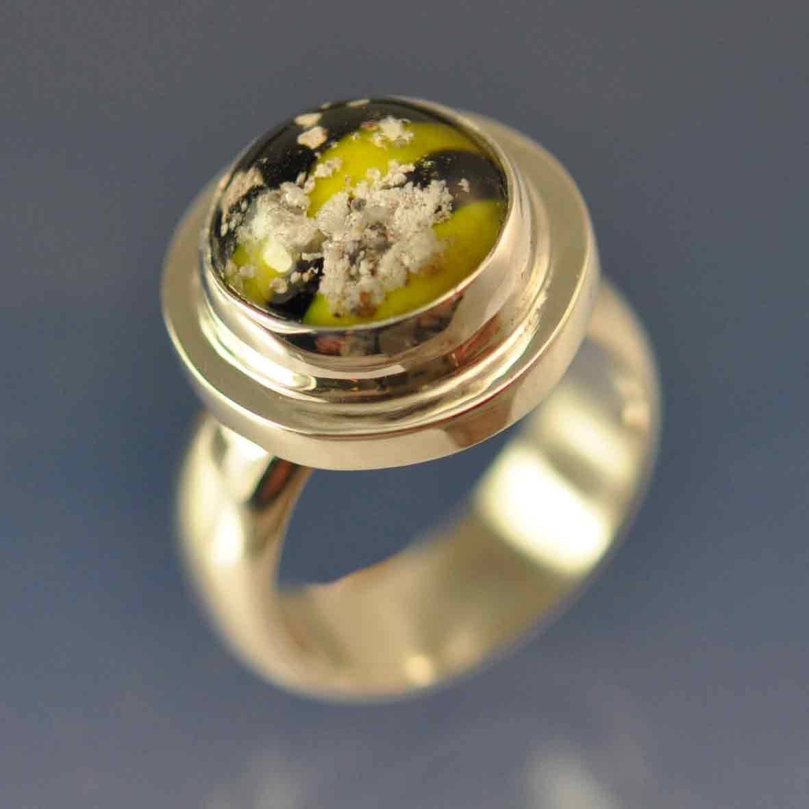 Cremation Ash Into Glass Dome Ring Ring by Chris Parry Jewellery