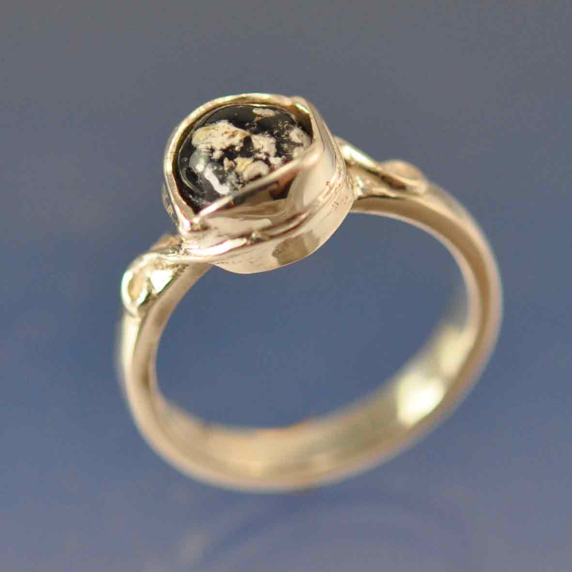 Cremation Ash Leaf Diamond Glass Ring Ring by Chris Parry Jewellery
