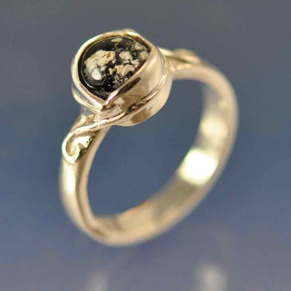Cremation Ash Leaf Diamond Glass Ring Ring by Chris Parry Jewellery
