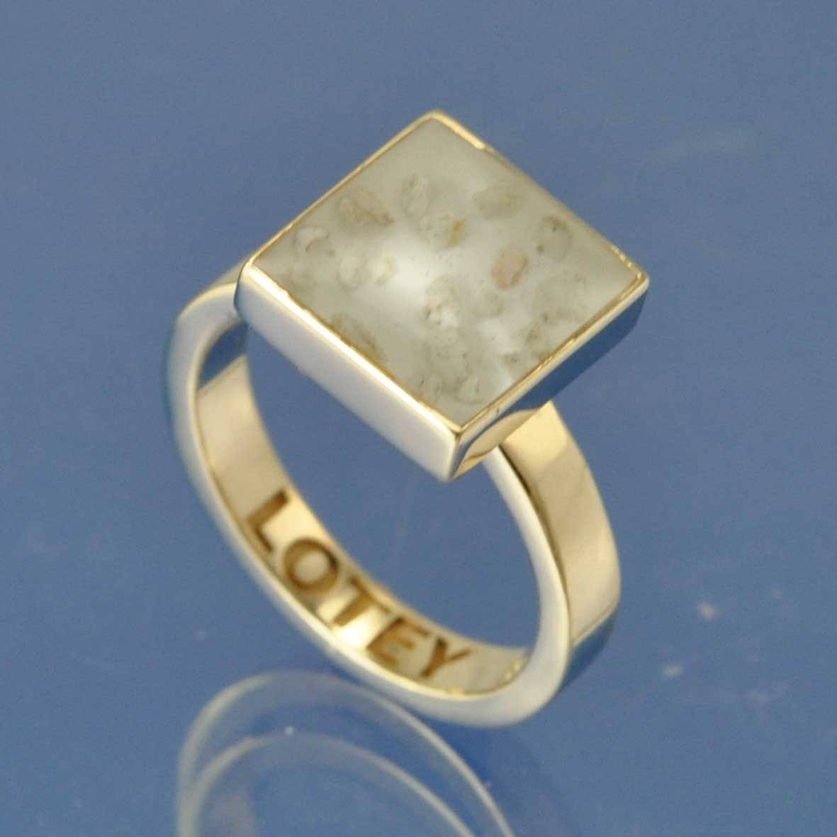 Cremation Ash Resin Square Ring Ring by Chris Parry Jewellery