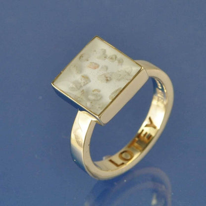 Cremation Ash Resin Square Ring Ring by Chris Parry Jewellery