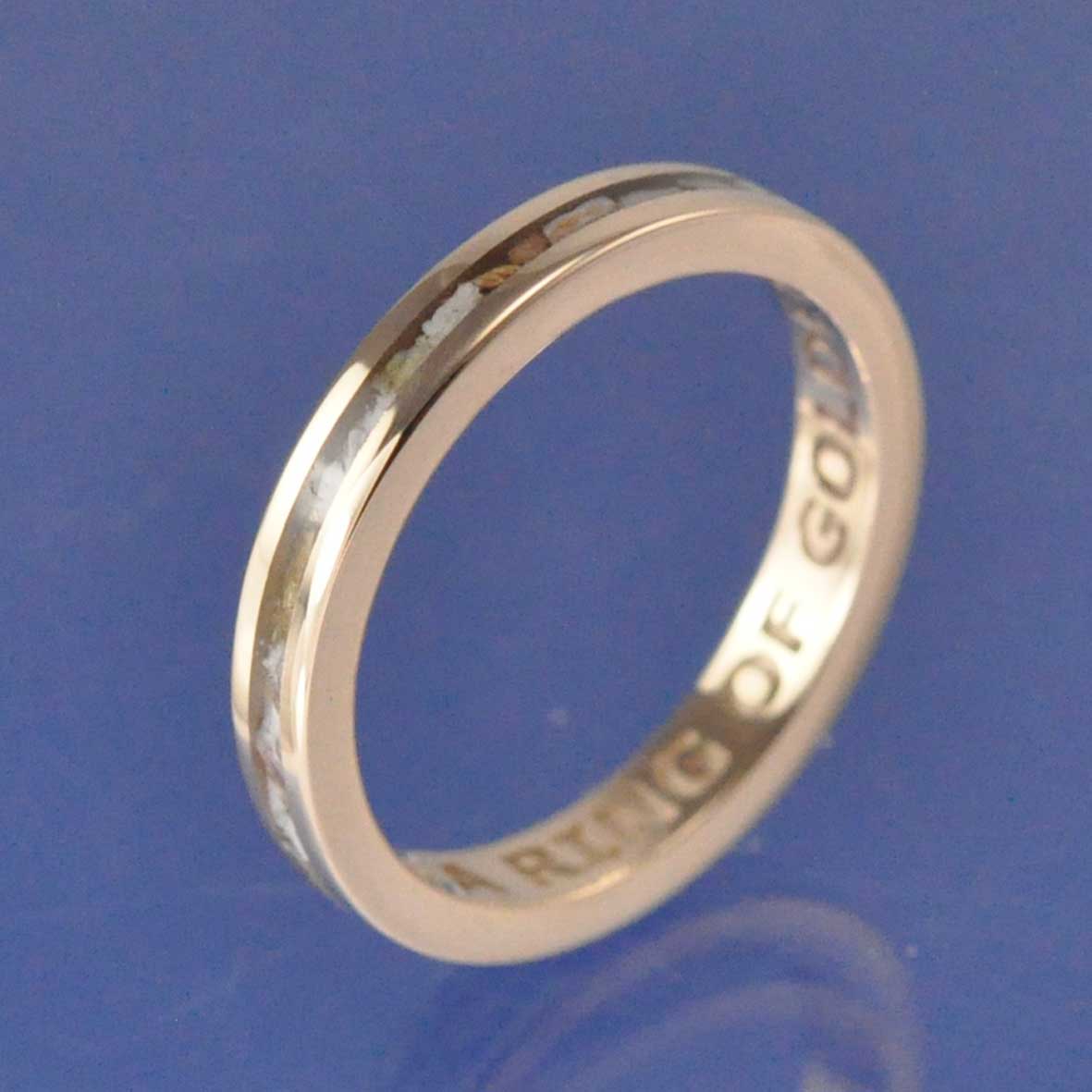 Cremation Ash Ring. 2mm Narrow Channel Set Ring by Chris Parry Jewellery