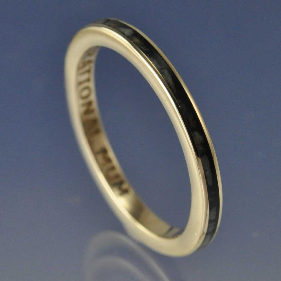 Cremation Ash Ring. 2mm Narrow Channel Set Ring by Chris Parry Jewellery
