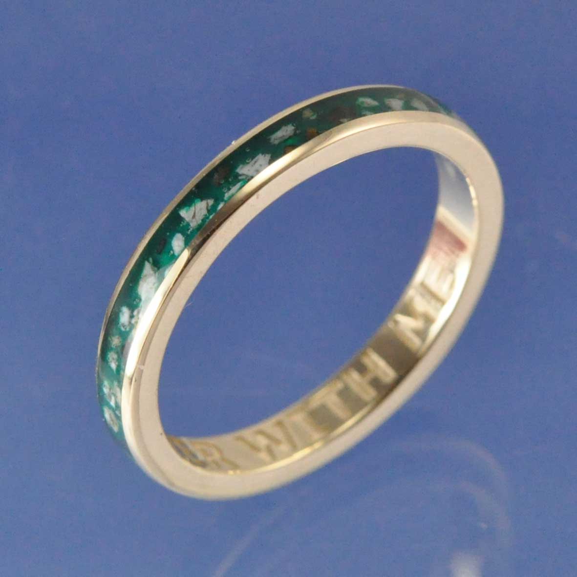 Cremation Ash Ring. 3mm Narrow Channel Set Ring by Chris Parry Jewellery