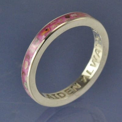 Cremation Ash Ring. 3mm Narrow Channel Set Ring by Chris Parry Jewellery