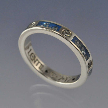 Cremation Ash Ring. 3mm With Diamonds (0.18ct Total) Ring by Chris Parry Jewellery