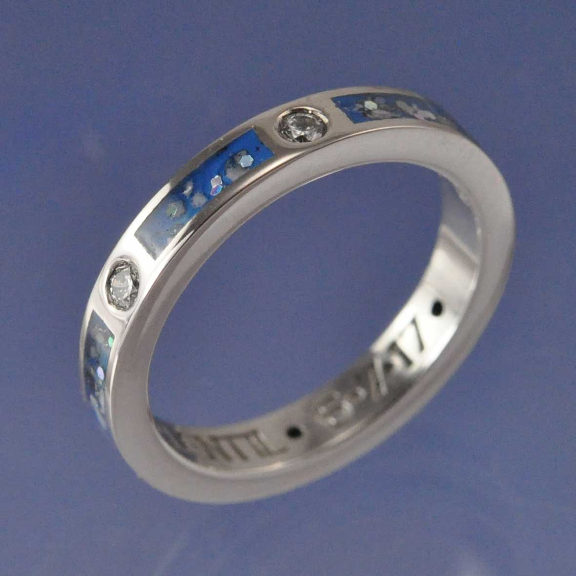 Cremation Ash Ring. 3mm With Diamonds (0.18ct Total) Ring by Chris Parry Jewellery