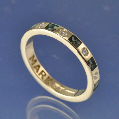 Cremation Ash Ring. 3mm With Diamonds (0.30ct Total) Ring by Chris Parry Jewellery