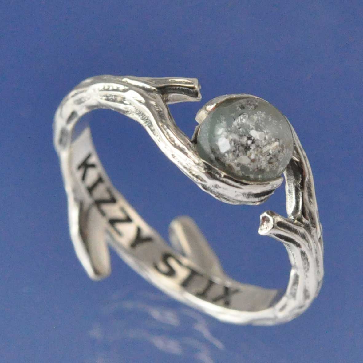 Cremation Ash Ring - Crossover Twig Ring by Chris Parry Jewellery