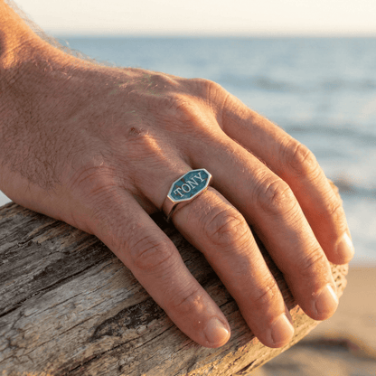 Cremation Ash Ring - Name Signet Ring by Chris Parry Jewellery