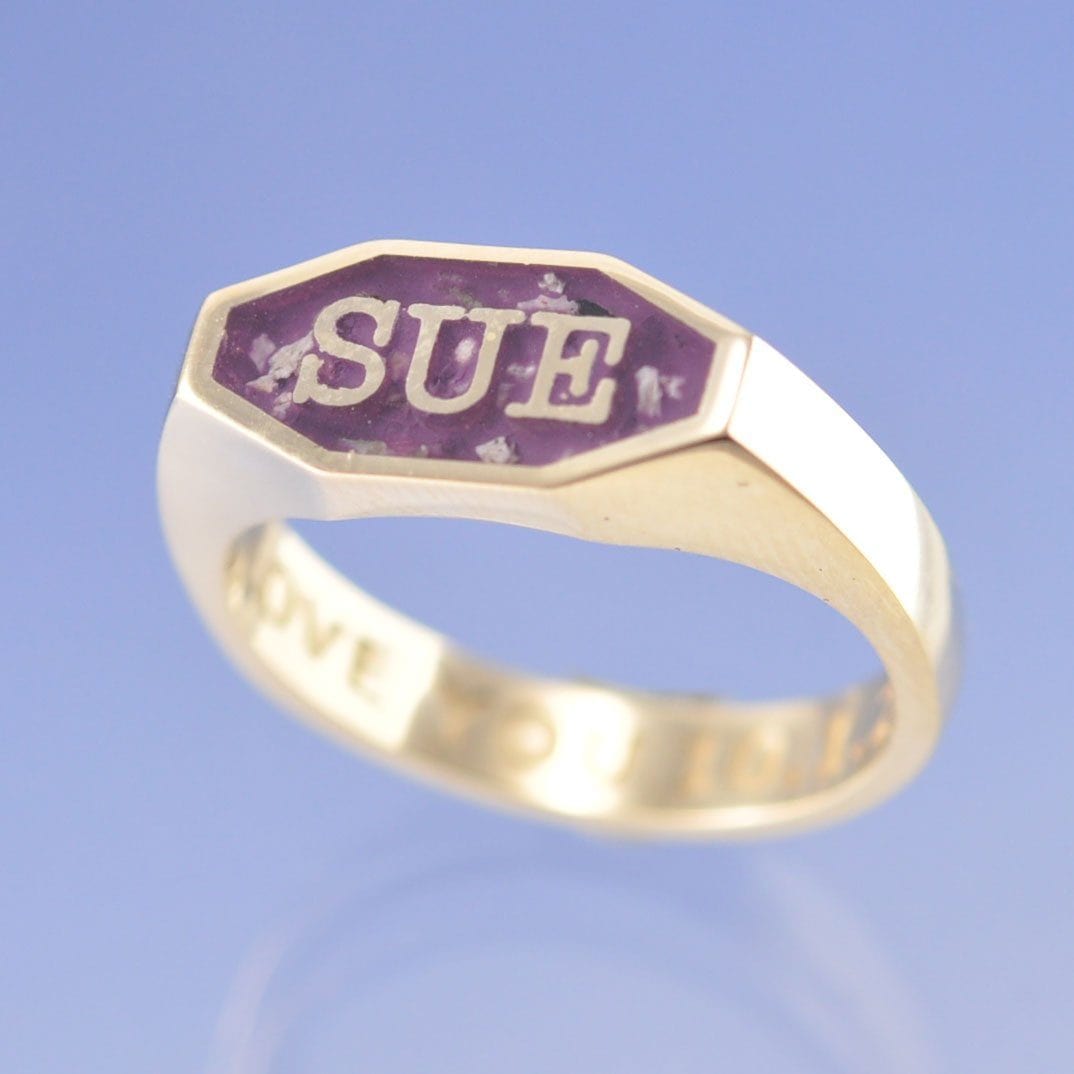 Cremation Ash Ring - Name Signet Ring by Chris Parry Jewellery