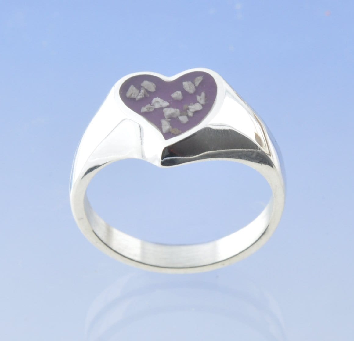 Cremation Ash - Signet Asymmetric Heart Ring by Chris Parry Jewellery