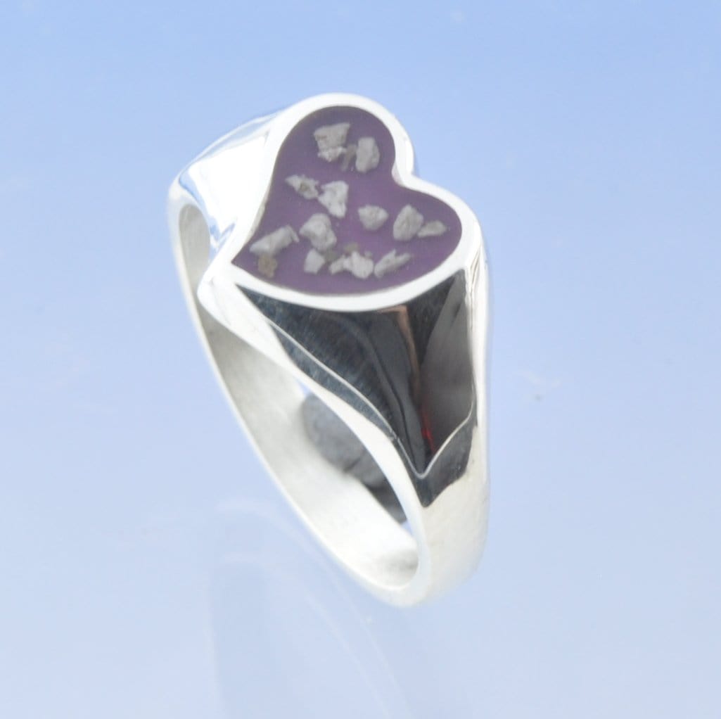 Cremation Ash - Signet Asymmetric Heart Ring by Chris Parry Jewellery