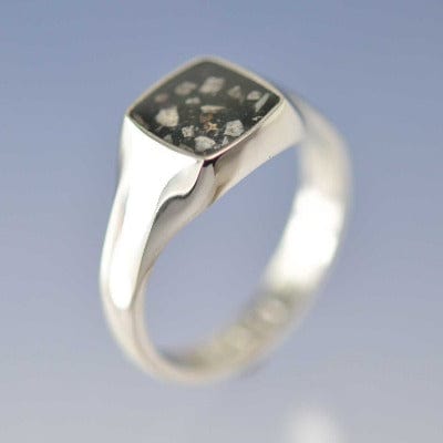 Cremation Ash Ring - Signet Cushion Square Ring by Chris Parry Jewellery