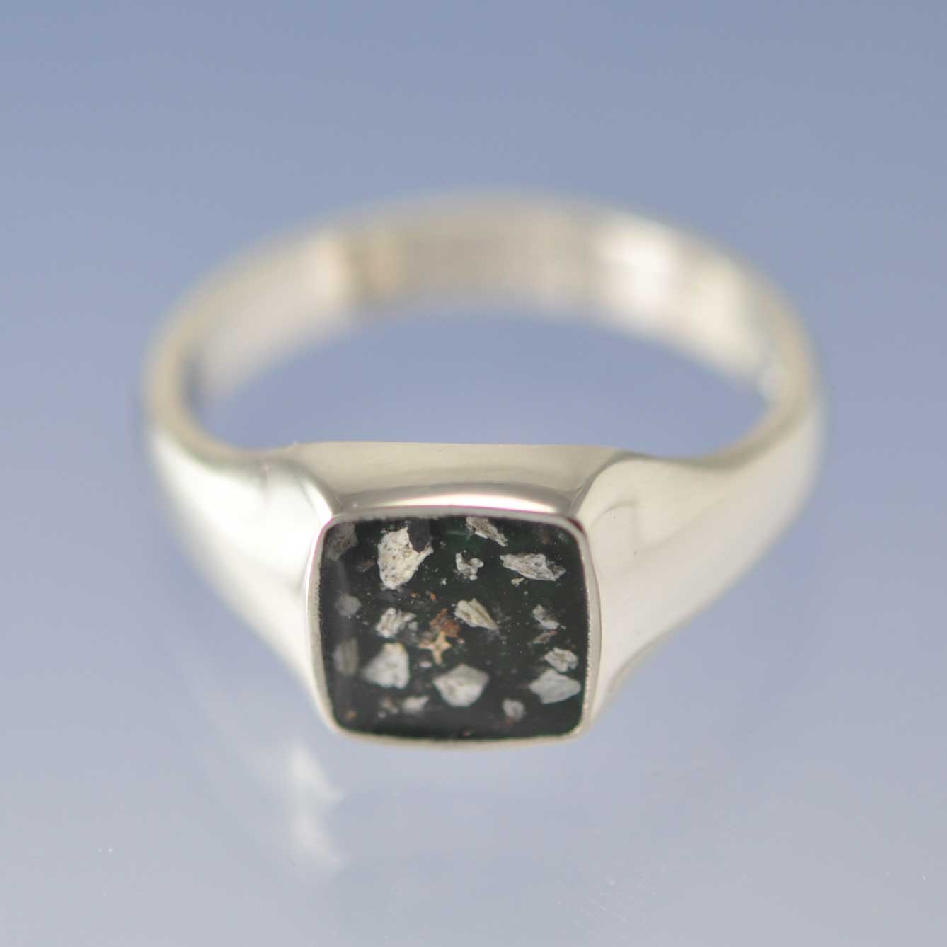 Cremation Ash Ring - Signet Cushion Square Ring by Chris Parry Jewellery