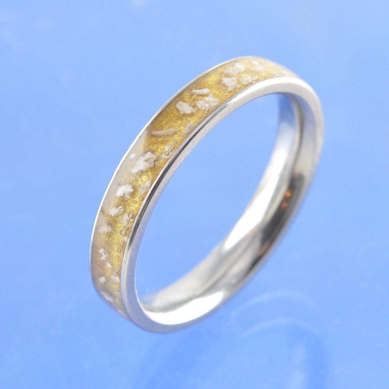Cremation Ash Ring - Titanium - 4mm Channel set Ring by Chris Parry Jewellery