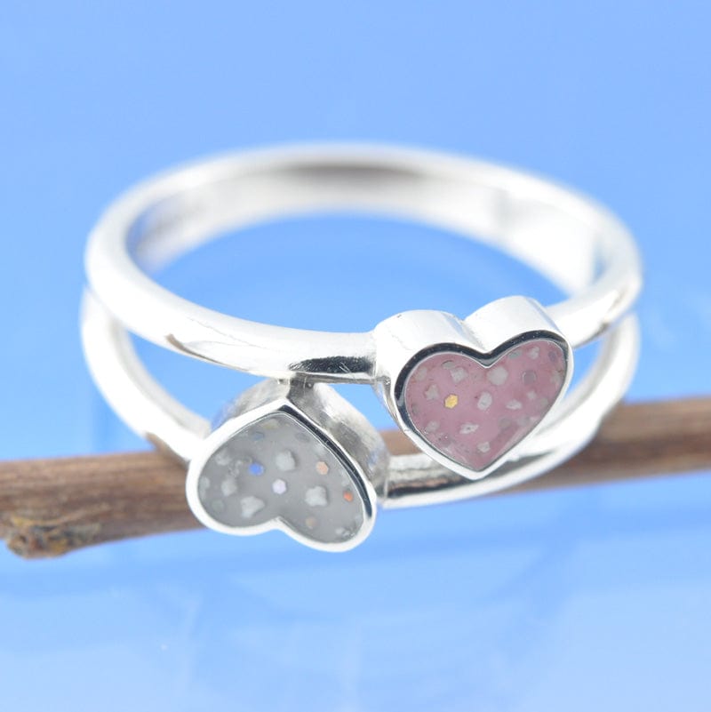 Cremation Ashes Ring Double Heart Ring by Chris Parry Jewellery