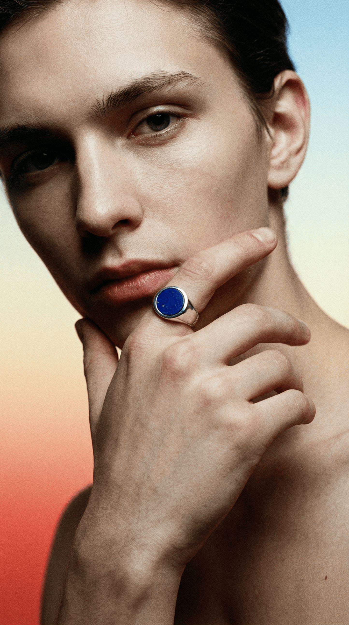 Cremation Ashes Ring - Lapis Lazuli Signet Ring by Chris Parry Jewellery