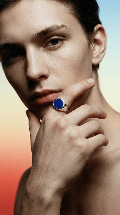 Cremation Ashes Ring - Lapis Lazuli Signet Ring by Chris Parry Jewellery