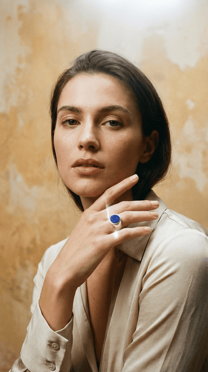 Cremation Ashes Ring - Lapis Lazuli Signet Ring by Chris Parry Jewellery