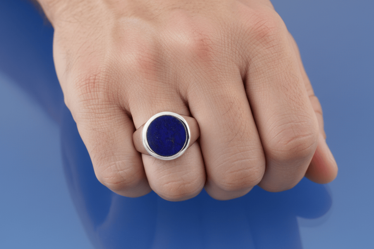 Cremation Ashes Ring - Lapis Lazuli Signet Ring by Chris Parry Jewellery