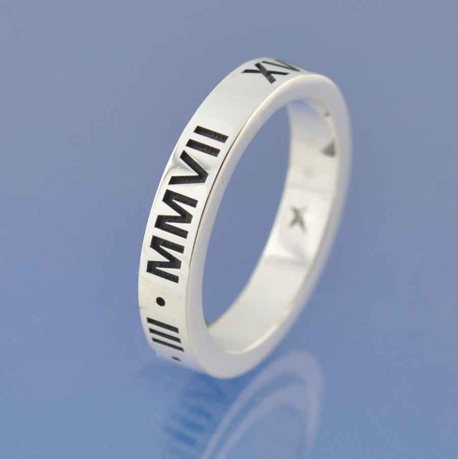 Cremation Ashes Ring - Roman Numerals Ring by Chris Parry Jewellery