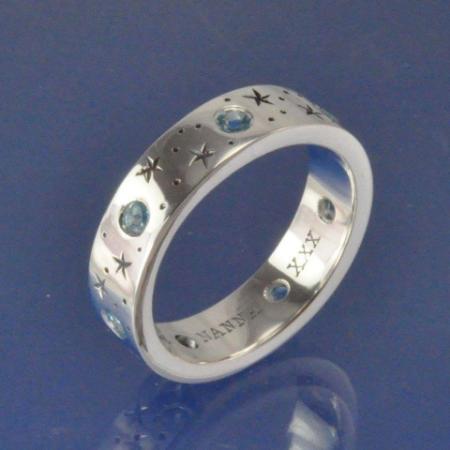 Cremation Ashes Ring - Stars & Birthstone Ring by Chris Parry Jewellery