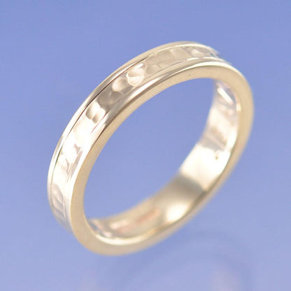 Cremation Ashes Ring. Two-Tone with Hammered Section Ring by Chris Parry Jewellery