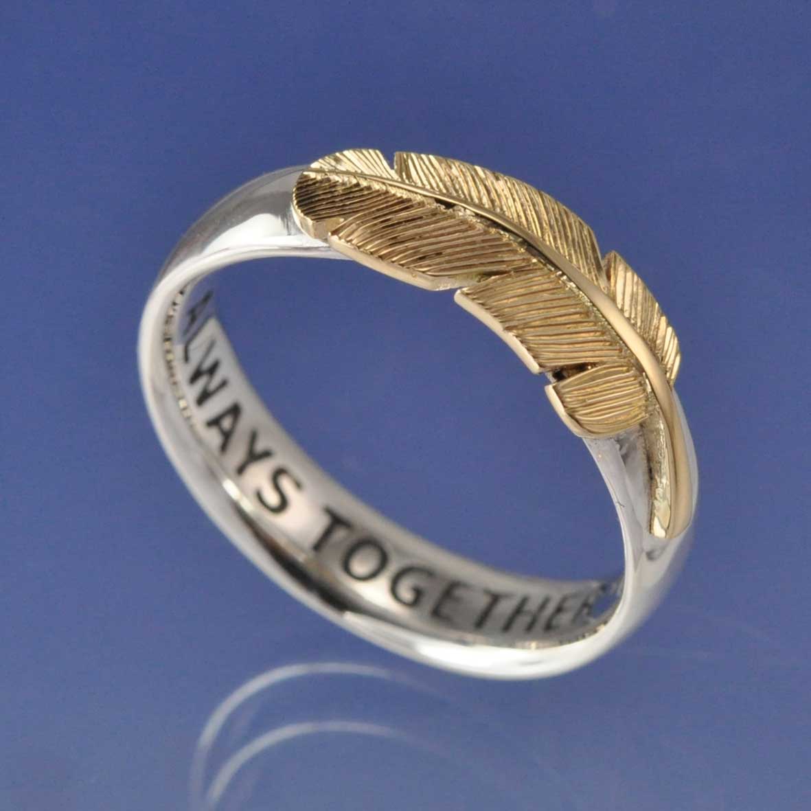 Angel Feather Ring with Cremation Ashes (Two Tone) Ring by Chris Parry Jewellery