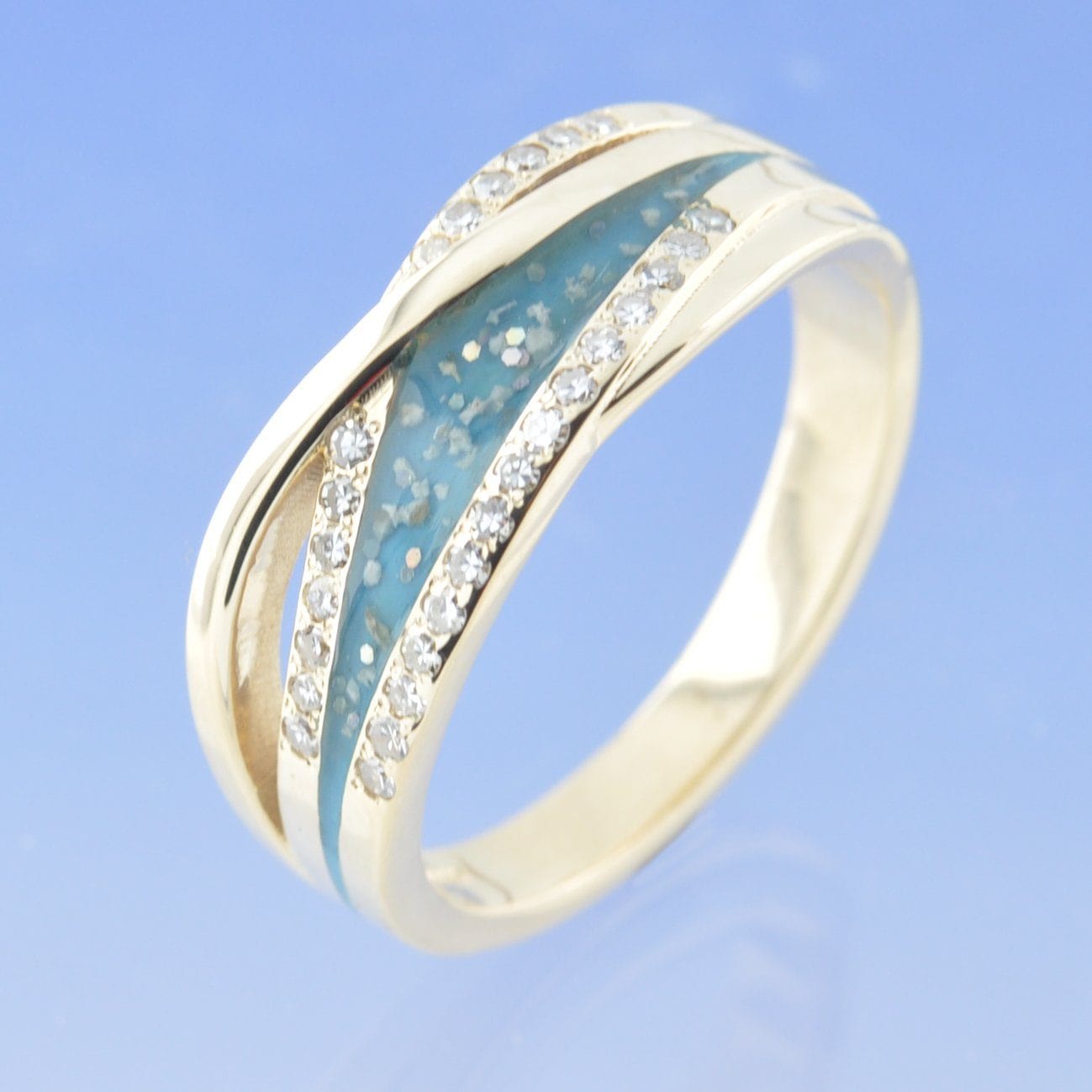 Criss Cross Cremation Ash Ring Ring by Chris Parry Jewellery