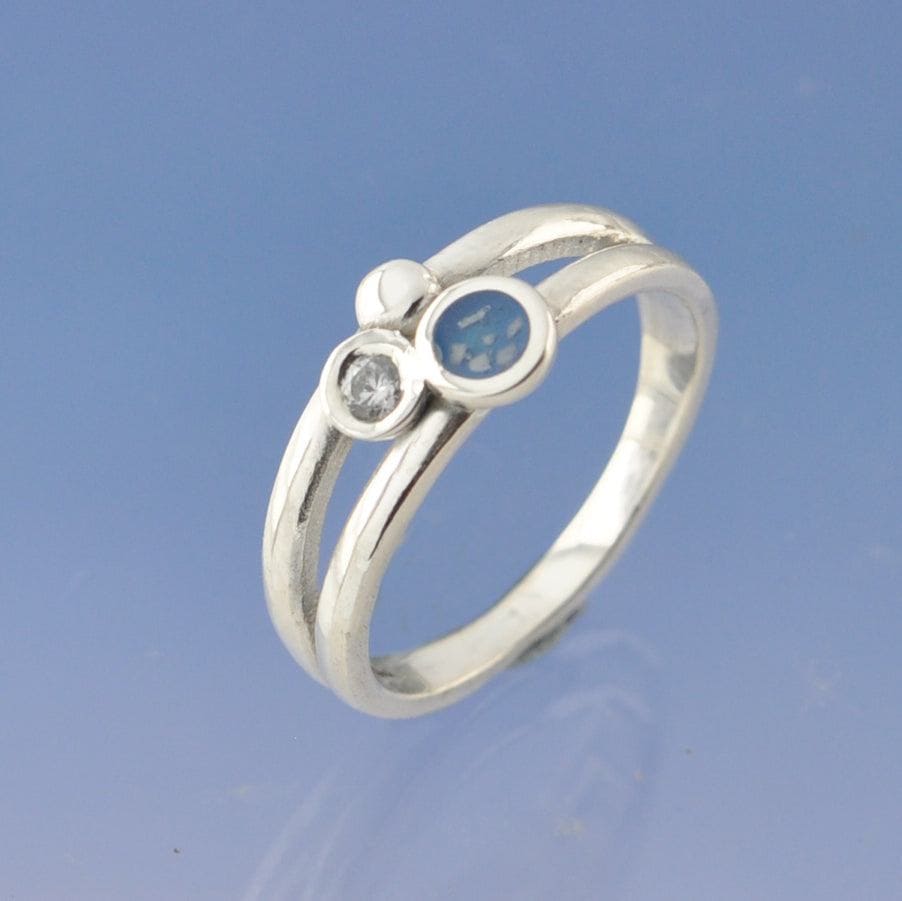 Diamond Cremation Ash Ring - Bubbles Ring by Chris Parry Jewellery