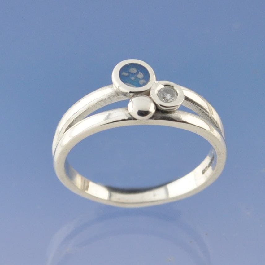 Diamond Cremation Ash Ring - Bubbles Ring by Chris Parry Jewellery