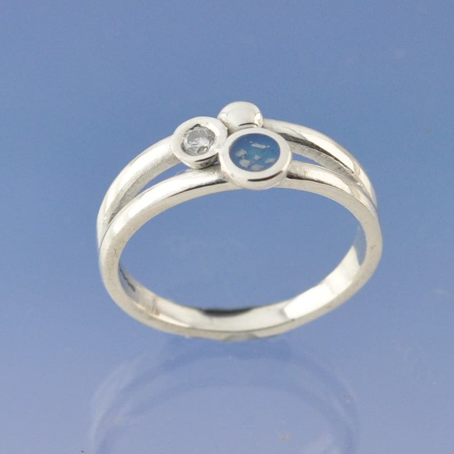 Diamond Cremation Ash Ring - Bubbles Ring by Chris Parry Jewellery