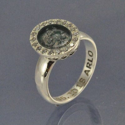 Diamond Cremation Ash Ring - Oval Halo Sparkling Ring by Chris Parry Jewellery
