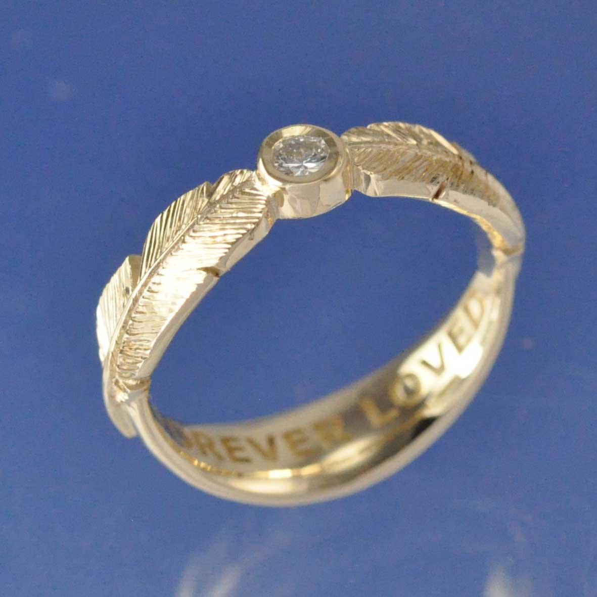 Diamond Feather Cremation Ash Ring Ring by Chris Parry Jewellery