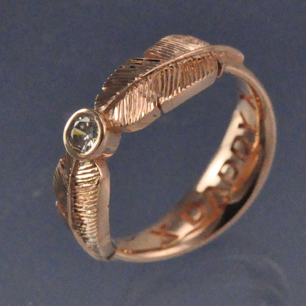 Diamond Feather Cremation Ash Ring Ring by Chris Parry Jewellery