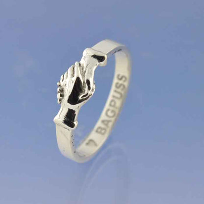 Holding Hands Ring with Cremation Ashes 3mm Ring by Chris Parry Jewellery