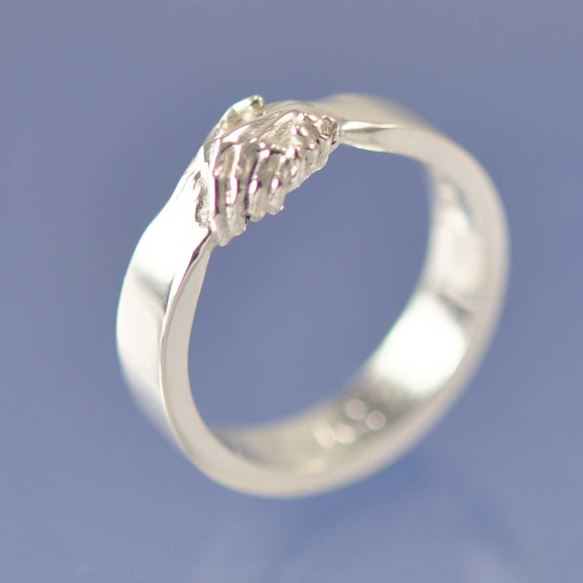 Holding Hands Ring with Cremation Ashes 5mm Ring by Chris Parry Jewellery