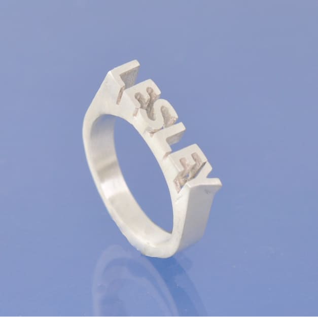 Personalised Name Custom Signet Ring with Cremation Ashes Ring by Chris Parry Jewellery