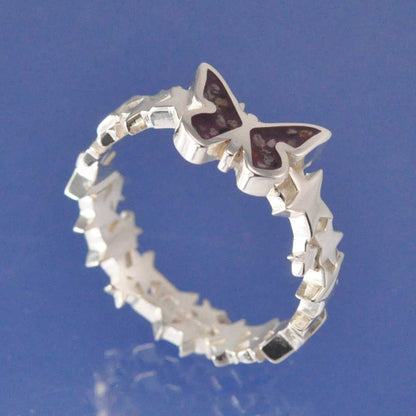 Cremation Ash Butterfly Star Resin Ring Ring by Chris Parry Jewellery
