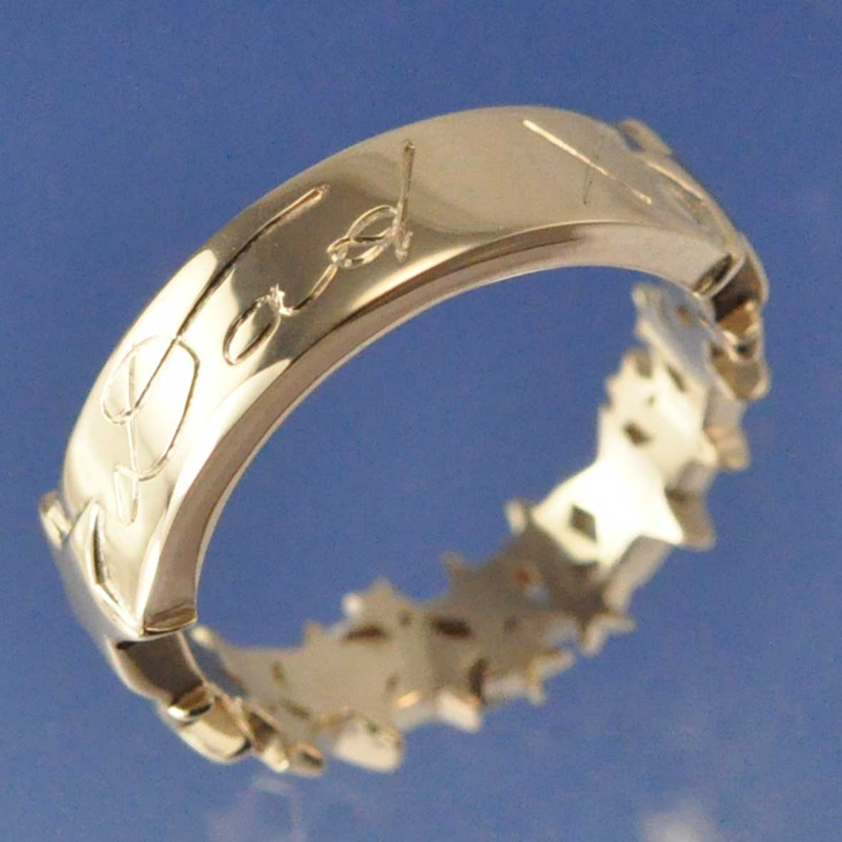 The Star Cremation Ash Hand Writing Ring Ring by Chris Parry Jewellery