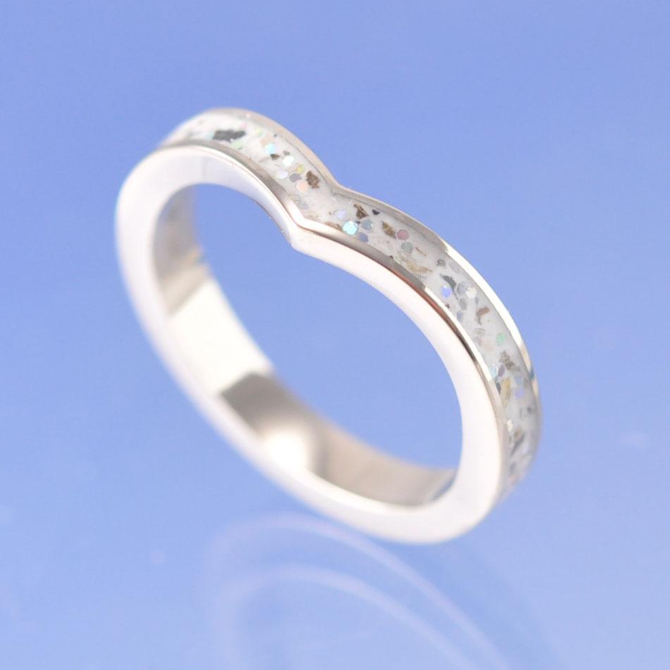 Wishbone Cremation Ash Ring. 3mm Narrow Channel Set Ring by Chris Parry Jewellery