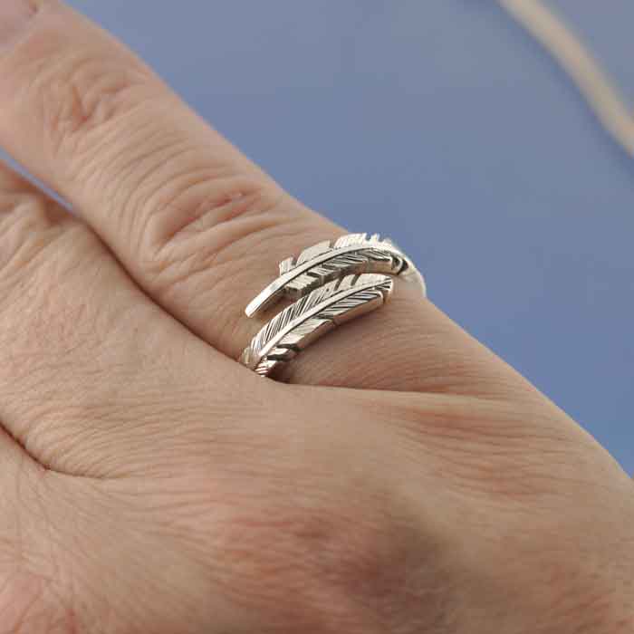 Diamond on sale feather ring