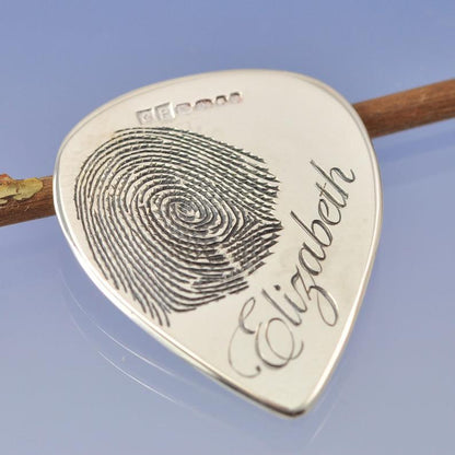 Fingerprint Guitar Plectrum Silverware by Chris Parry Jewellery